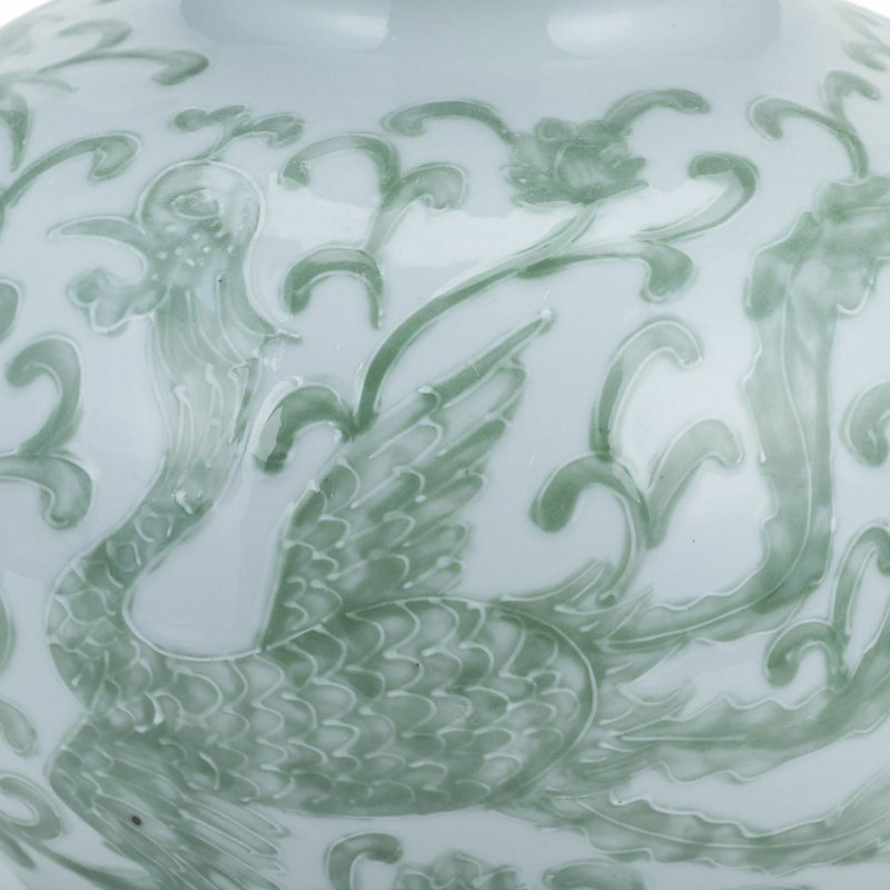 Vase de table intérieur / extérieur vert / blanc 21 po