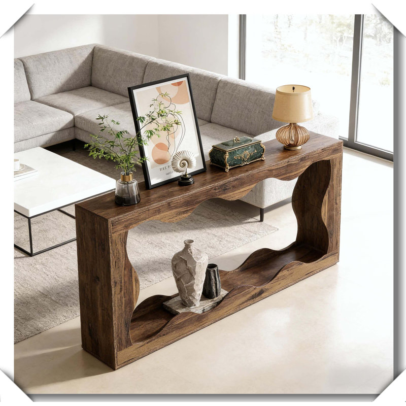 Modern Industrial Table Two Tier Display Storage Versatile, Rustic Brown