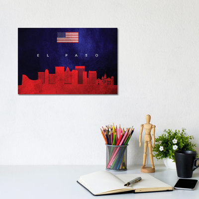 El Paso Texas Skyline by Adrian Baldovino - Wrapped Canvas Print
