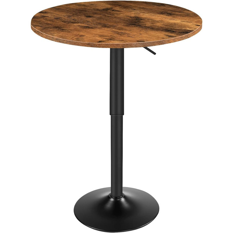 Bar Table, Height-Adjustable Round Pub Table 27-35.4 Inches With Sturdy Base, Modern Style, Easy To Assemble, Suitable For Small Space, Rustic Brown