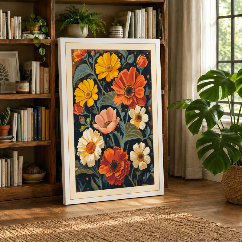 Blooming Florals Botanical - Wrapped Canvas, 30x20 - 76.2 x 50.8 cm, Black Border
