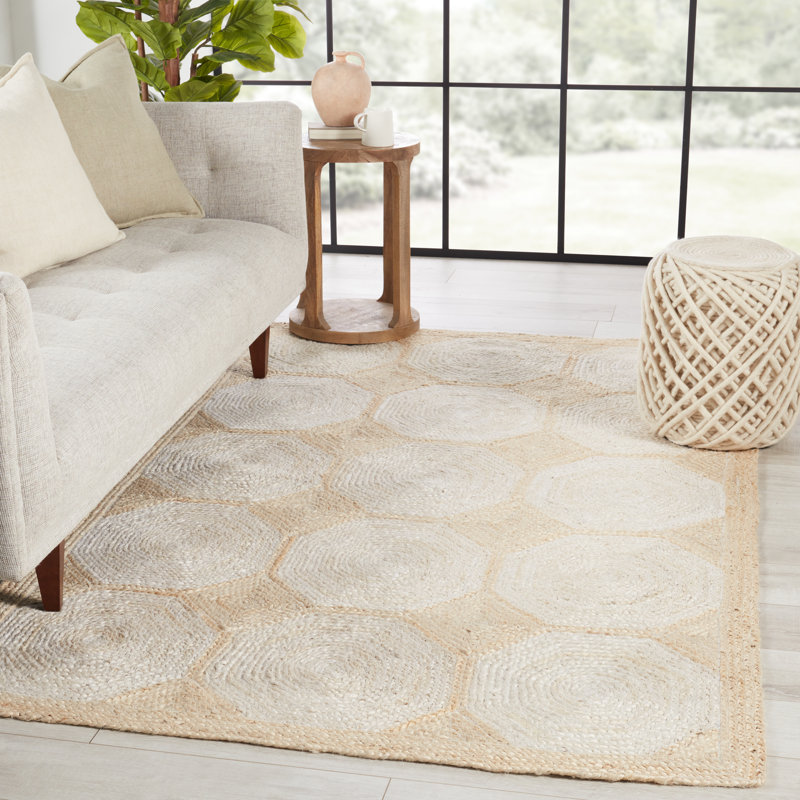 Fiorita Natural Geometric Light Beige/ White Area Rug, Runner 2'6" x 9'