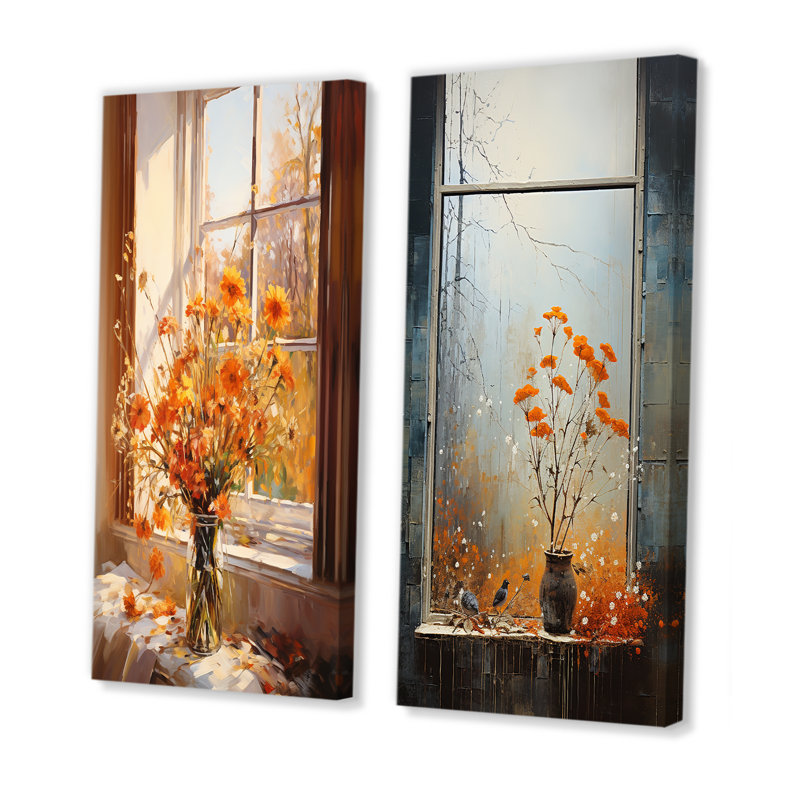 «Meadow Windows View I», ensemble d'art mural en toile pour fenêtre, H 32 po x l 33 po, Toile tendue