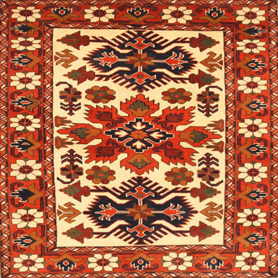 Tapis beige/rouge traditionnel Aluta