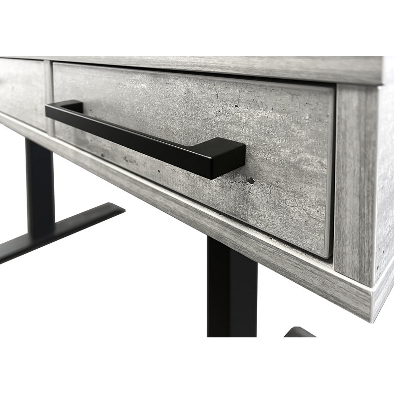 Polster Adjustable Standing Desk with Power Outlet, Gray/Black