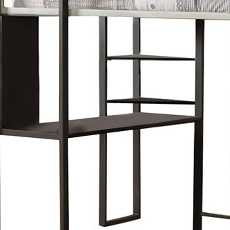 Lit mezzanine simple avec bureau et tablettes Saint-Louis