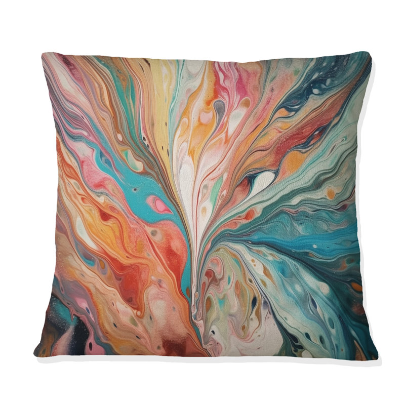 Coussin décoratif bleu sarcelle marbré fantaisie III - imprimé abstrait