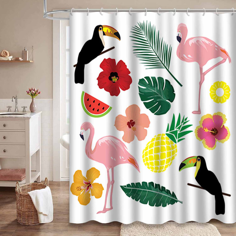 Rideau de douche Toucan Tropic Watercolor Flora, L 72 po x l 72 po