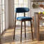 Tabouret de bar moderne à hauteur de comptoir avec dossier, non pivotant, pieds en bois d'hévéa massif et repose-pieds en métal bronze-123098463-131231054-131231056