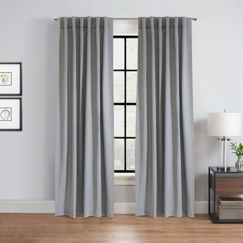 Mulberry Light Filtering Dual Header Curtain Panel in Grey, 54" W x 84" L
