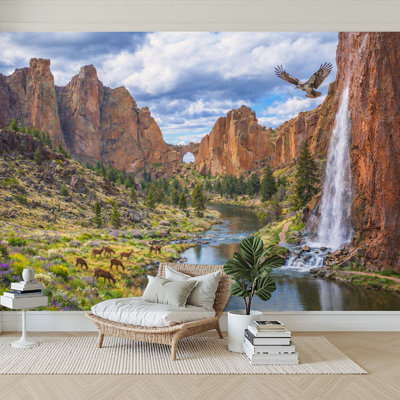 Papier peint adhésif auto-adhésif moderne l 96 "x H 69" pour chambre à coucher smith rock central oregon