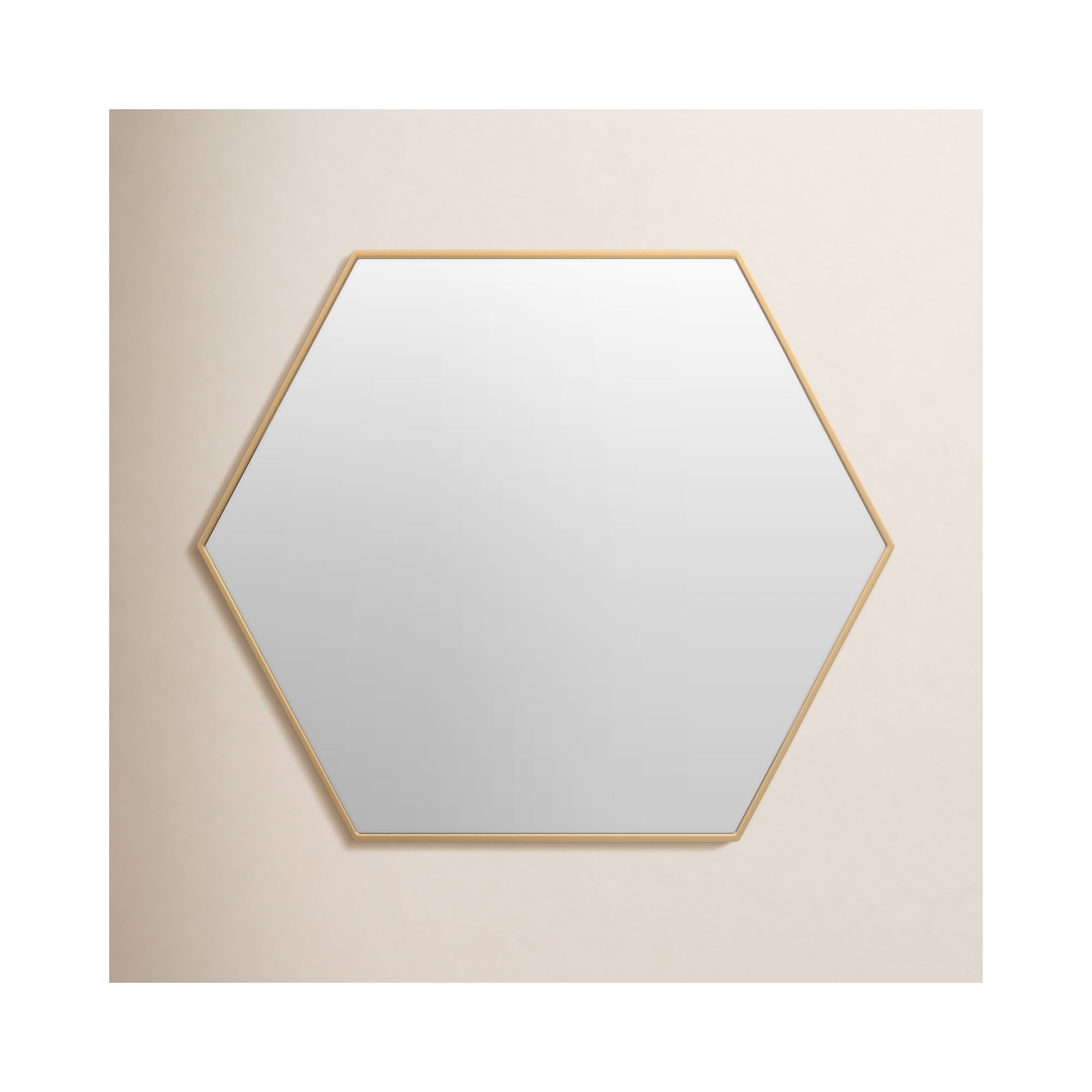 Sabine Metal Hexagon Wall Mirror, 35" H x 41" W, Brass