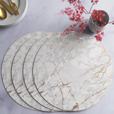 Artemij Placemats Dining Table Mat Table Decor Washable Nonslip Marble Round 15 X 15