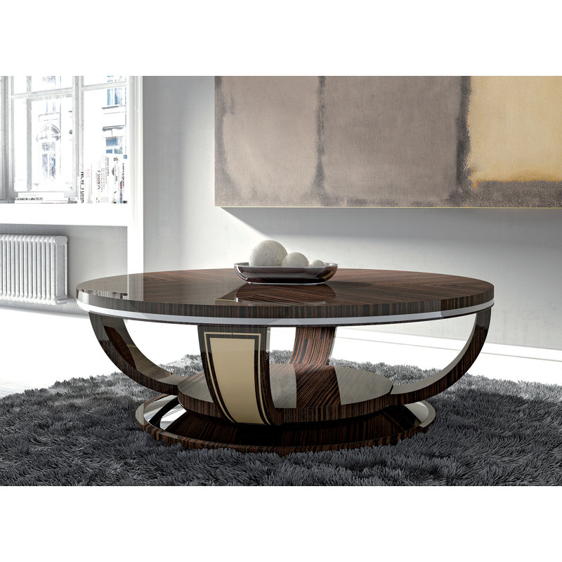 Table basse à tablette de plancher en bois massif avec rangement