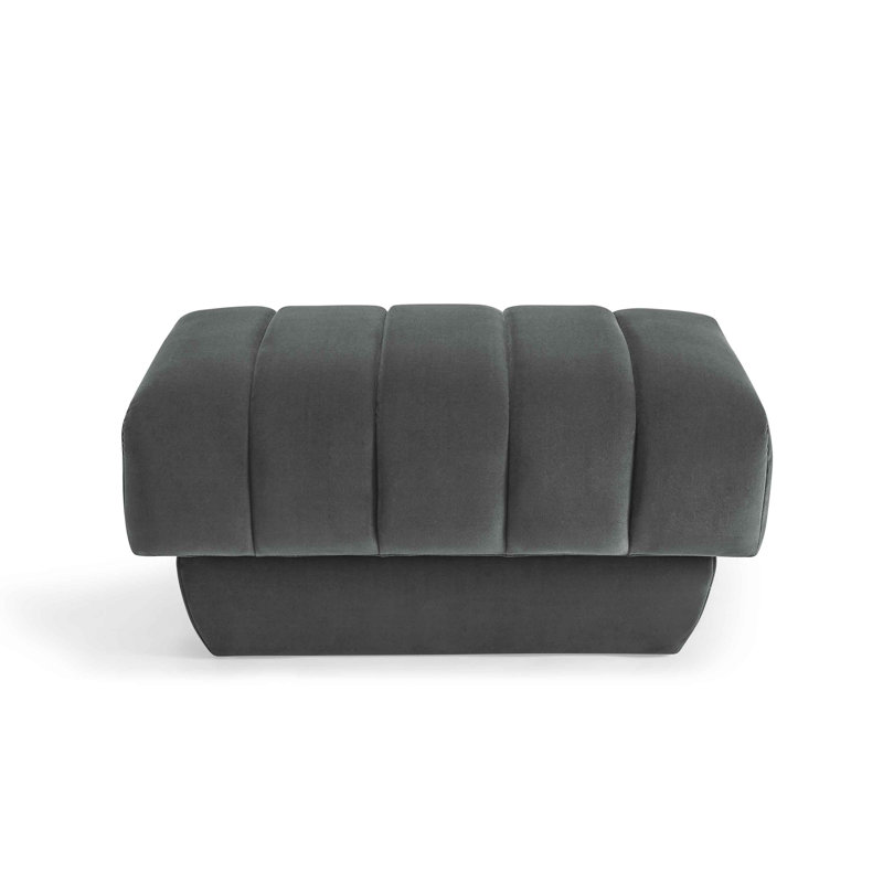 87.9Cm Wide Velvet Square Footstool Ottoman, Grey Velvet