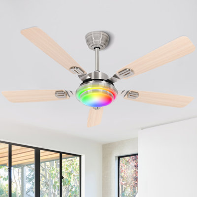 52" RGB Ceiling Fan With Led Light and Remote/APP Control