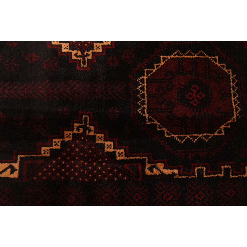 Tapis noir et rouge Teimani 4 pi 0 po x 7 pi 0 po