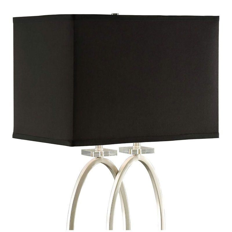 Lampe d'appoint rectangulaire nickel brossé et abat-jour noir