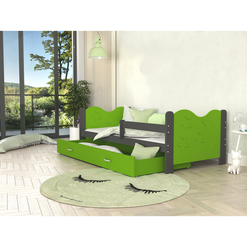 European Toddler (80 x 160cm) Drawer Standard Beds Bed, Yes, Green/Grey