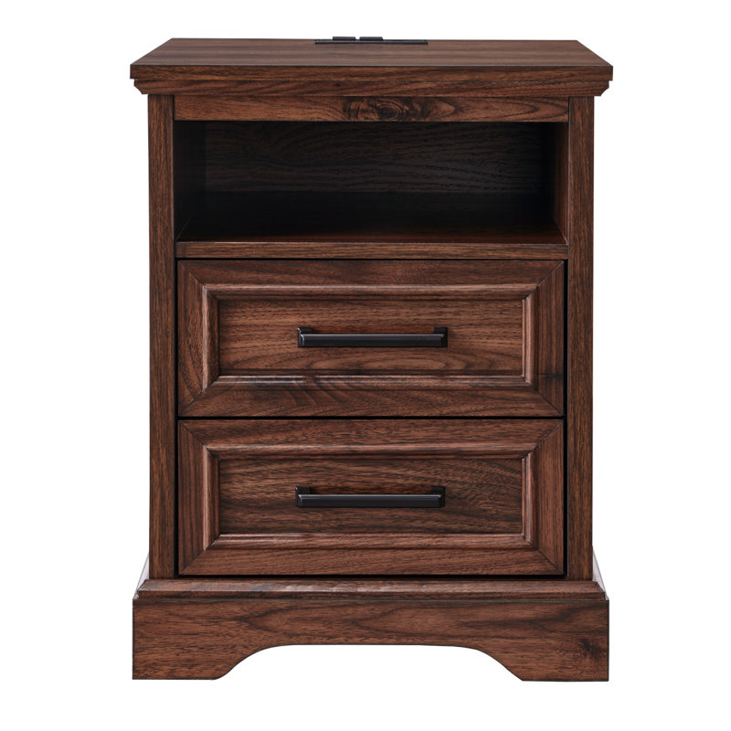 45.8cm W Manufactured Wood Bedside Table, Brown