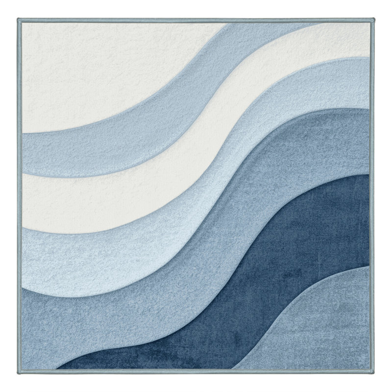 Tapis bleu moelleux moelleux et moderne Elbridge, Carré 4 pi