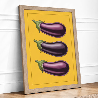 Three Eggplants Modern - Framed Print