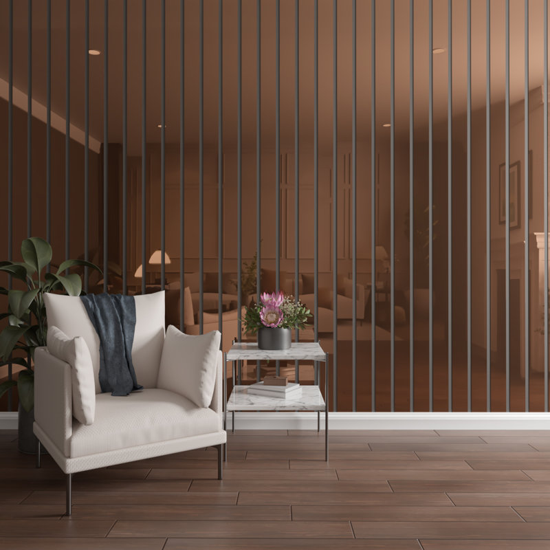 Adjustable Acrylic Slat Wall Panel Kit w/ 4"W Slats, Bronze Mirror, 47" H x 44" W
