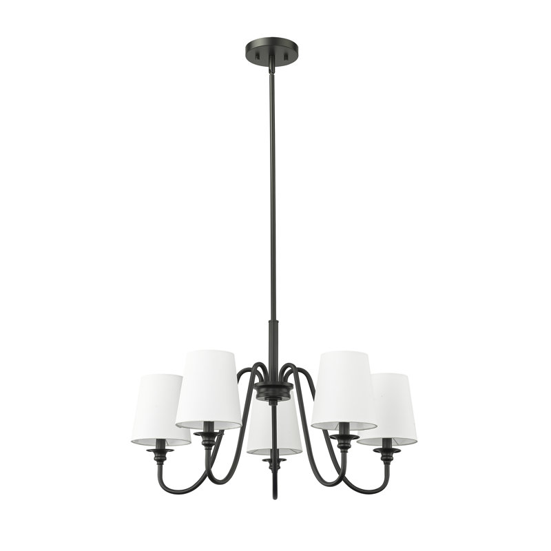 Sujal 5 - Light Steel Dimmable Classic / Traditional Chandelier, Matte Black