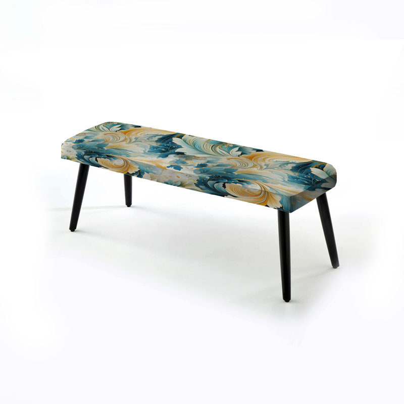 Désert Mirage Paisley VI - banc rembourré à motif cachemire noir