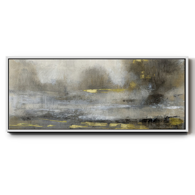 Paysage doré embelli I, reproduction d'art sur toile, H 8 po x l 20 po x P 1,5 po, Blanc