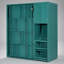 Twin Rotating Wall Murphy Bed with Bookshelf, Top Cabinet, Extendable Desk and Side Storage, Teal