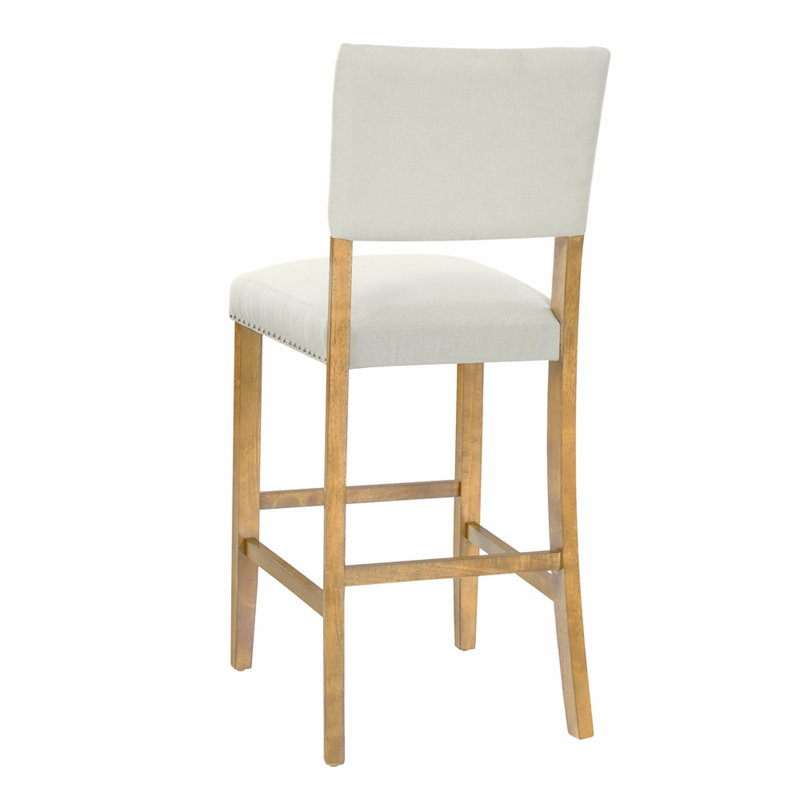 Tabourets de bar avec ensemble de 2 rivets décoratifs, structure en bois, coussin en tissu éponge et tabourets de bar rembourrés, chaises de bar pour îlot de cuisine, chambre à coucher, salle à manger.