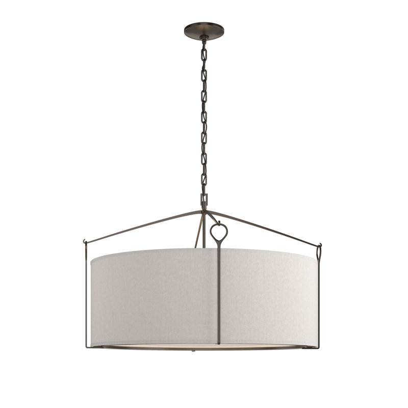 Lustre tambour 4 lumières Bow, Bronze frotté à l'huile, Graine de lin, H 19,4 po x l 30 po x P 30 po