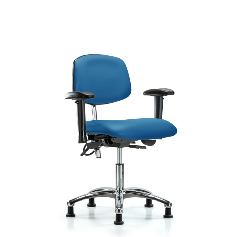 Neve Vinyl Task Chair, Blue, Glides, Included