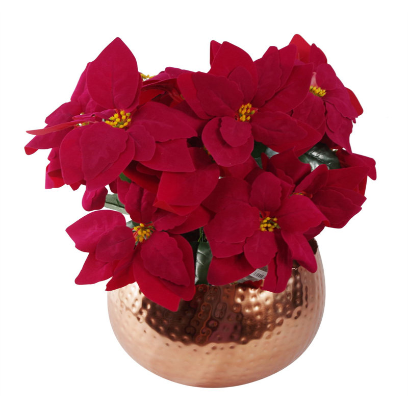 Plastic, Silk Artificial Arrangement in Pot, Copper