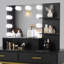 Ensemble de coiffeuse luxueux à trois couches avec miroir lumineux et beaucoup de rangement