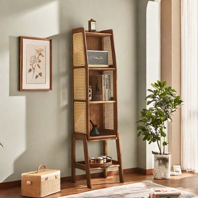 Multi-Shelf Storage Rattan Bookcase