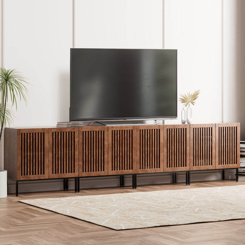Farmhouse TV Stand for TVs up to 85 Inch, Entertainment Center TV Console with Storage Cabinets,Media Console for Living Room, Brown