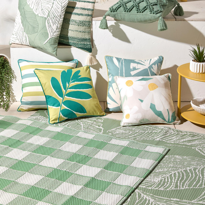 D & D Gingham Outdoor Rug, Green