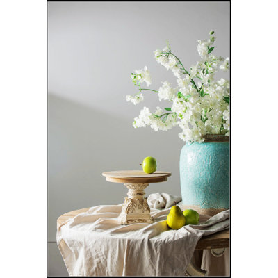 D10.5 x 7.5 Inch Wooden Cake Stand with Magnesium Base, Perfect for Display and Serving