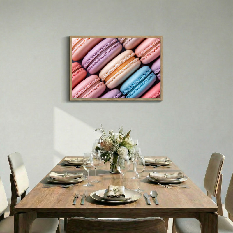 Art mural sur toile assorti, "Macarons pastels disposés en diagonale", H 36 po x l 48 po