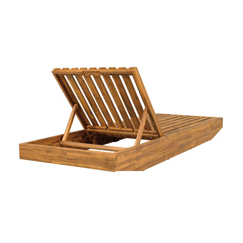 Chaise longue en bois d'acacia avec coussin mince 2 fois