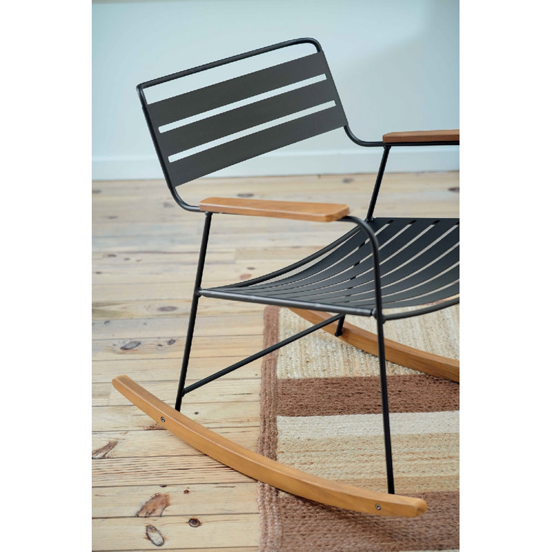 Chaise à bascule d'extérieur en métal / bois massif Surprising, Réglisse