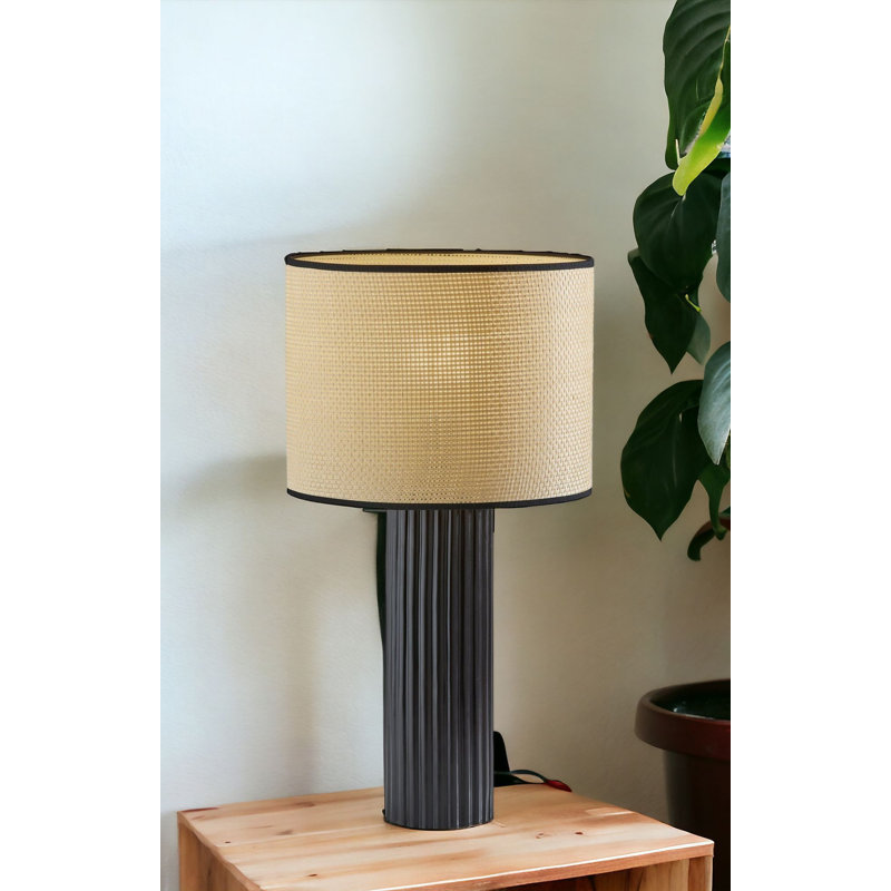 Aldreth Ceramic Table Lamp, White Ribbed, 28.75" H x 15.5" W x 15.5" D
