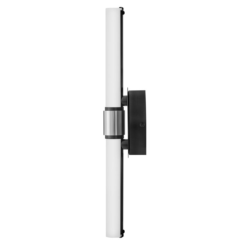 Kai Medium Black and Chrome LED Vanity Light with Etched Opal Glass