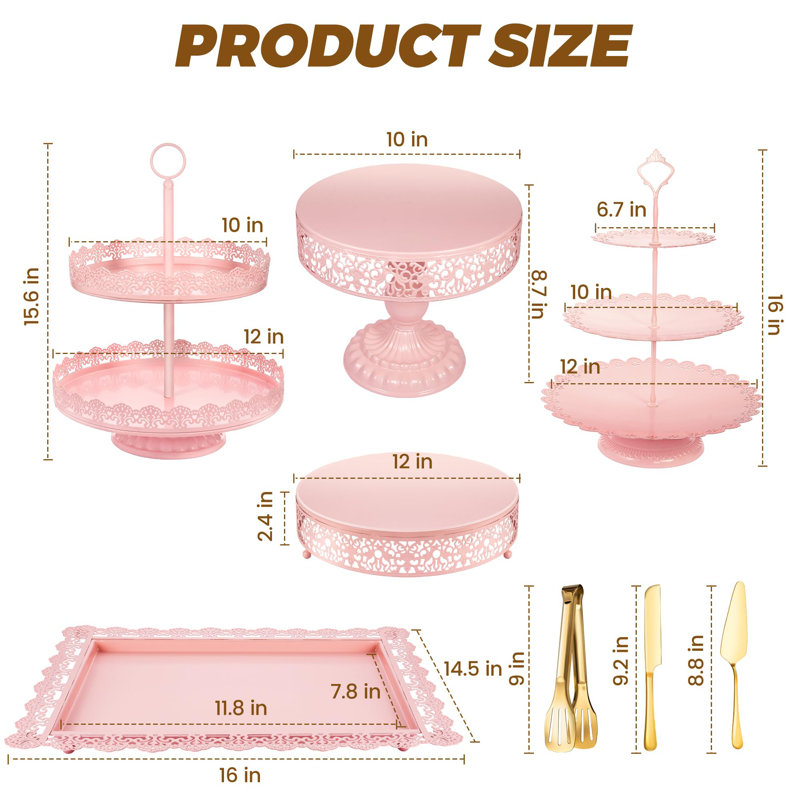 Présentoir à gâteaux Plateau de table à dessert en métal, Rose