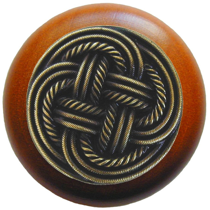 Classic Mushroom Knob, Antique Brass/Cherry Wood