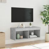 vidaXL Bedside Cabinet with LED Lights Storage Side Table Floating Nightstand