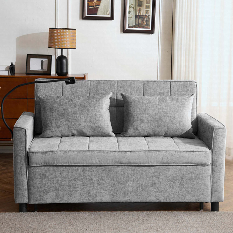Loveseat Sofa Pull-Out Sofa Bed Sleeper Sofa, Gray