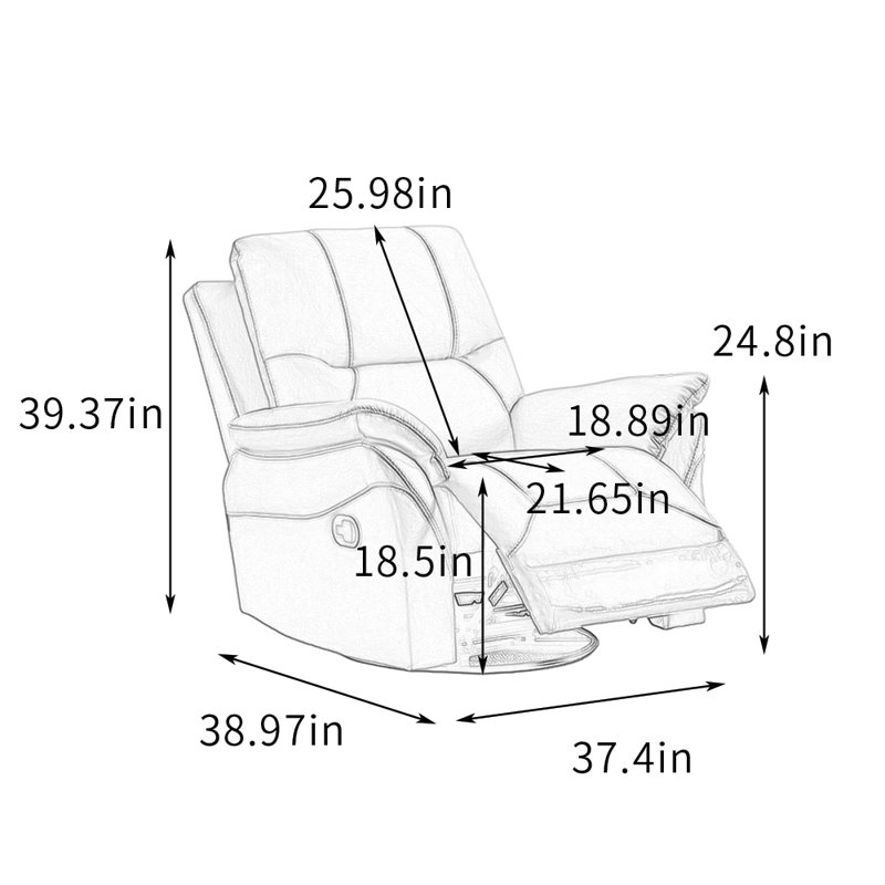 Modern Single Adjustable 360° Rotate Recliner, Beige